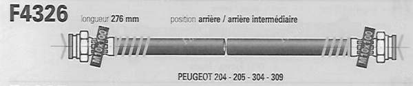 Paire de flexibles arrière gauche droite et intermédiaire - PEUGEOT 204 - 11815- 1