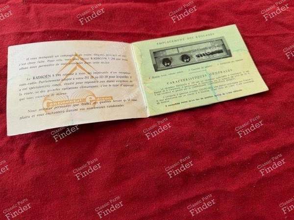 Genuine car radio Owner's manual - CITROËN DS / ID - Radioën S191- 1