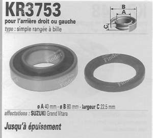 Kit roulement arrière gauche/droite - SUZUKI Grand Vitara / Escudo / Sidekick - ADK88311- thumb-3
