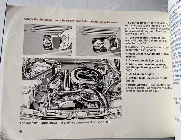 On-board manual - MERCEDES BENZ 190 (W201) - 2015841696- 2