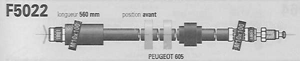 Pair of front left and right hoses - PEUGEOT 605 - F5022- 1