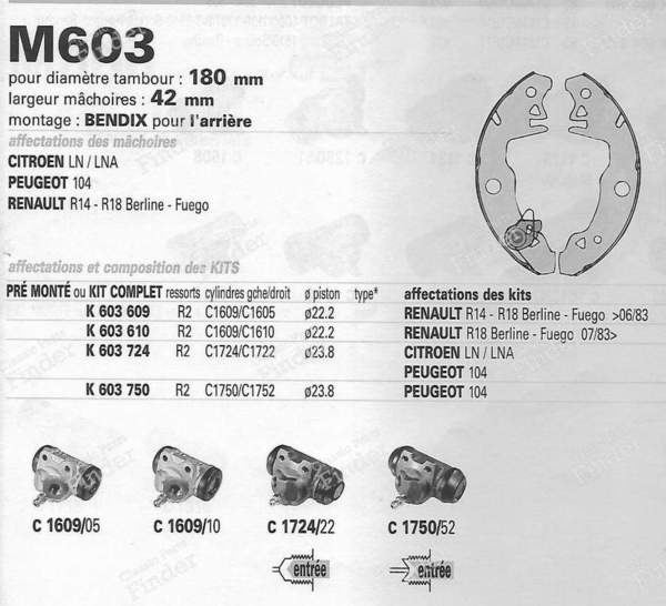 Rear brake shoes - PEUGEOT 104 / 104 Z - ls1394- 2