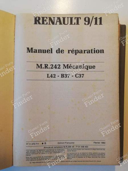 Werkstatt-Handbuch - M.R.242 - Mechanik - RENAULT 9 / Alliance / Broadway / 11 / Encore (R9 / R11) - 7711073711- 2
