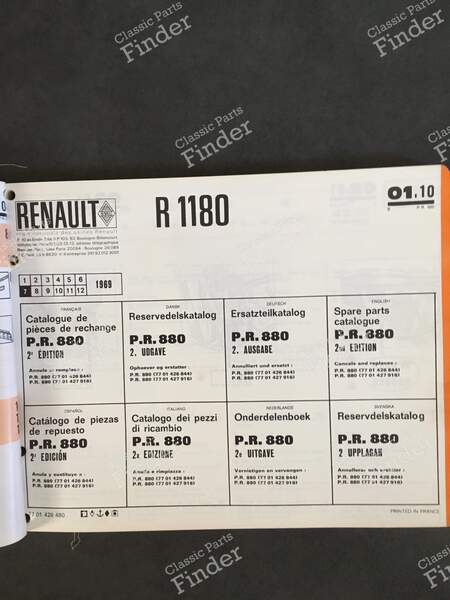 Spare Parts Manual - PR 880 - RENAULT 6 (R6) - 7701428480- 1