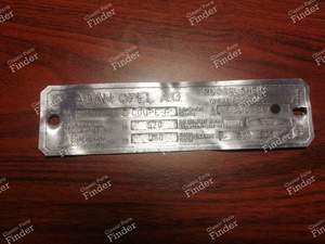 Chassis Identification Plate - Coupe Version - OPEL Kadett (B)