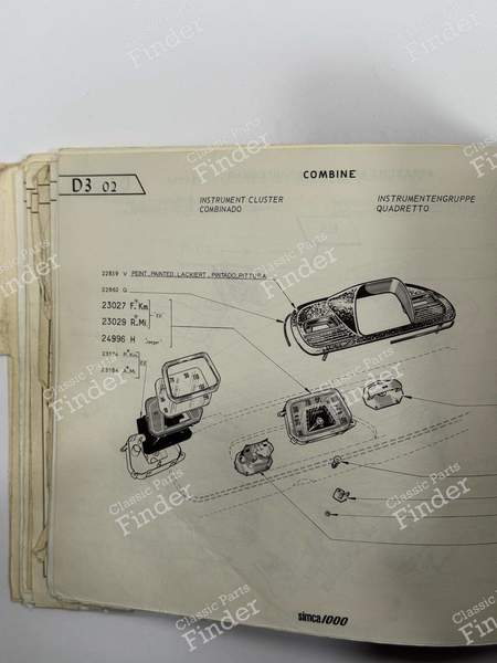 Instrument Cluster - SIMCA 900 / Simc'4 / 1000 / 1005 / 1006 / 1118 /Abarth 1150 - 22859V- 4