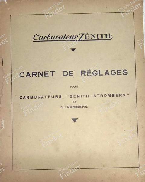 Zenith carburettor adjustment books - 1939 - AMILCAR Pégase - 1939- 0