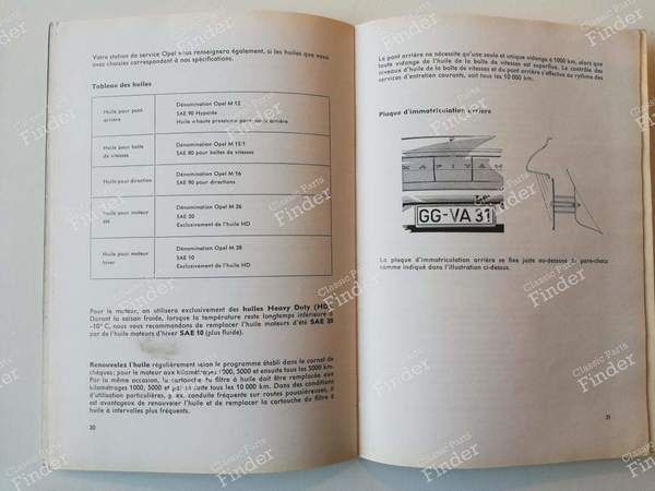 Service manual (in French) - OPEL Kapitän / Admiral / Diplomat - 2871405- 7