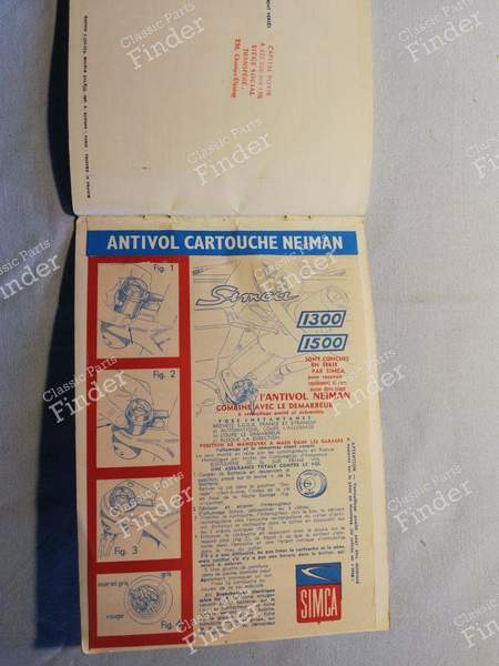 On-board manual - SIMCA 1300 / 1500 / 1301 / 1501 - 5.350.054 / 522.835- 7