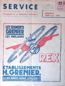 Revue technique SERVICE 1946 - RENAULT Voltigeur (1000kg) / Goélette (1400kg) / Galion (2500kg)