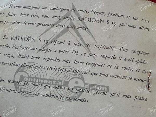 Genuine car radio Owner's manual - CITROËN DS / ID - Radioën S19- 3