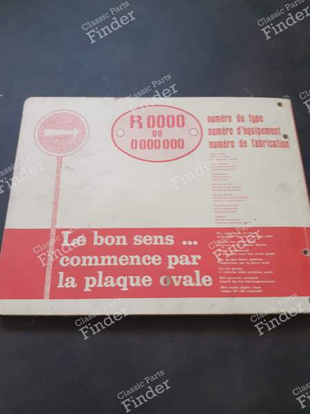 Catalogue de pièces détachées - RENAULT 8 / 10 (R8 / R10) - PR700- 1