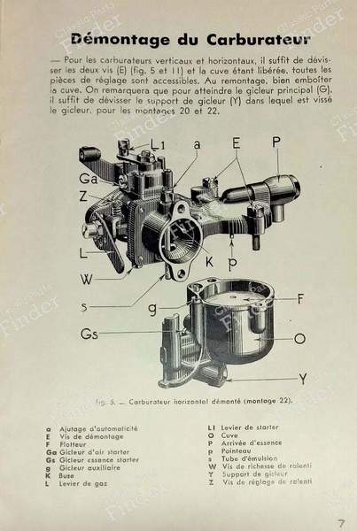 Instructions for Solex BF/T/A carburettor - RENAULT KZ - N° 14- 3
