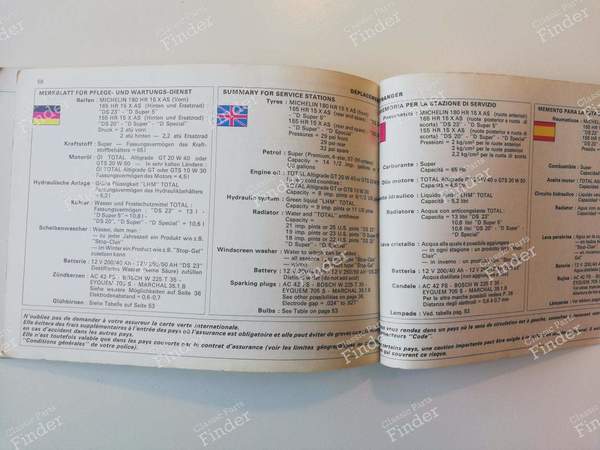 On-board manual - complete 'D range' (except IE) - CITROËN DS / ID - 07536 / ISBN 261751151001- 7