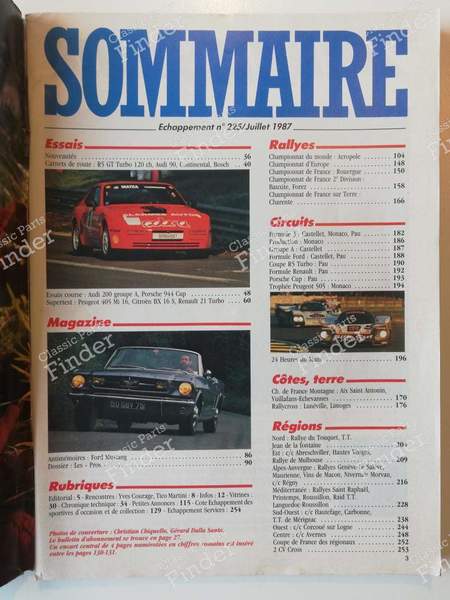 Revue 'Echappement' - Juillet 1987 - PEUGEOT 405 / Pars / Khazar - #225- 1