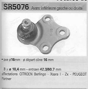 Kugelgelenke der unteren Vorderradaufhängung links oder rechts - CITROËN Berlingo - QSJ1185S- thumb-1