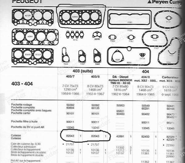 Cylinder head gasket - 7hp & 8hp - PEUGEOT 403 - 082043- 2