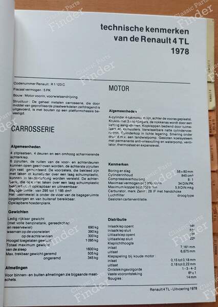 Technical Specifications Manual - Renault Model Lineup, 1978 - RENAULT 12 / Virage (R12) - 3