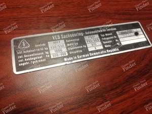 Chassis Identification Plate - TRABANT 601 / 1.1 - thumb-1