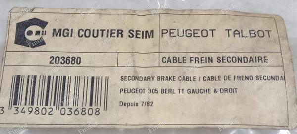 Paire de câble de frein a main secondaire - PEUGEOT 305 - 203680- 3