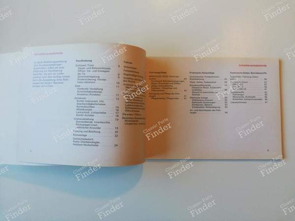 Owner's manual - Versions 250 & 280 - MERCEDES BENZ /8 (W114 / W115) - 1145844796 / 6500 4652- 1