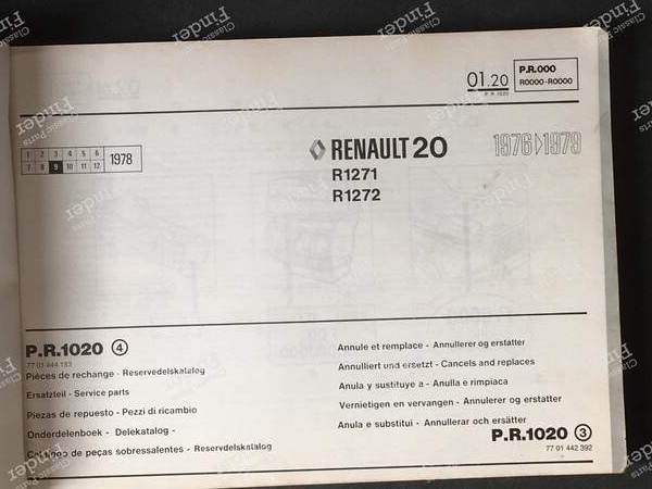 Ersatzteilhandbuch – PR1020, 4. Auflage - RENAULT 20 / 30 (R20 / R30) - 7701444183- 0