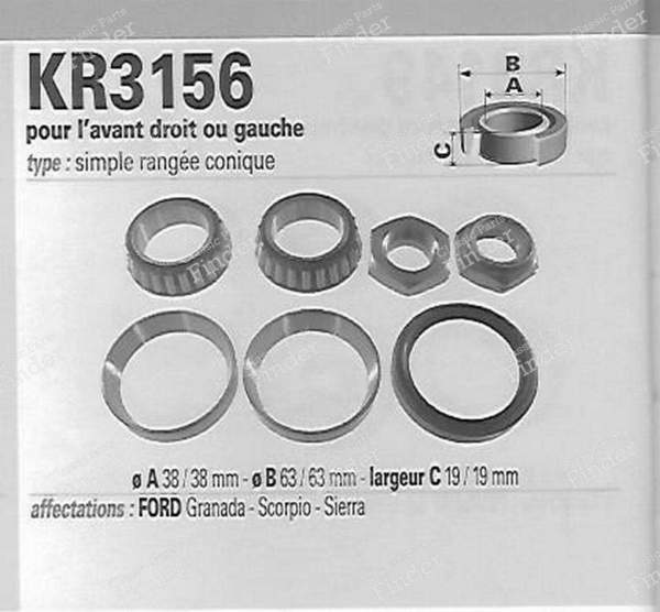 Kit roulements avant droite ou gauche Granada, Scorpio, Sierra Cosworth - FORD Scorpio / Granada - vkba916- 1