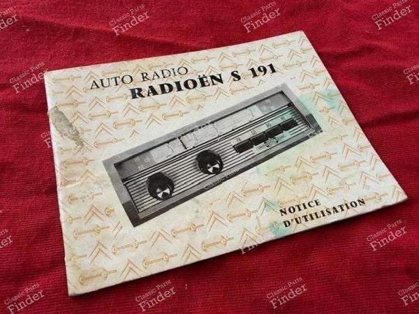 Genuine car radio Owner's manual - CITROËN DS / ID - Radioën S191- 0