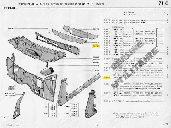 Rear transom plate - PEUGEOT 504 - 714901- 4