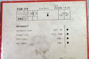 Hintere Bremsbeläge - RENAULT 18 (R18) - FDB114- thumb-2