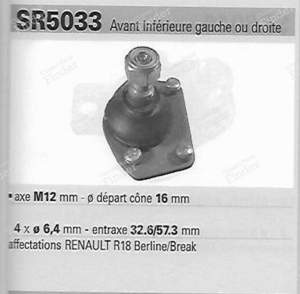 Kugelgelenk der unteren Vorderradaufhängung - RENAULT 12 / Virage (R12) - QSJ813S- thumb-3
