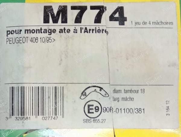 Jeu de 4 mâchoires de frein à main - PEUGEOT 406 - M774- 1