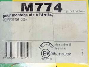 Jeu de 4 mâchoires de frein à main - PEUGEOT 406 - M774- thumb-1