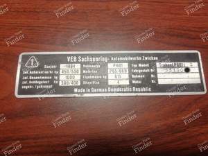 Chassis Identification Plate - TRABANT 601 / 1.1