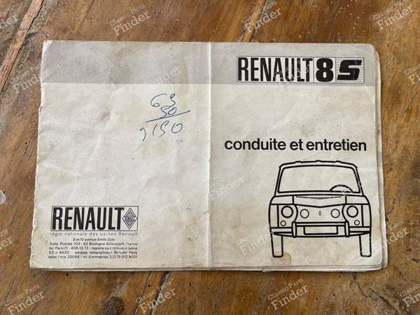 Renault 8 S original owner's manual - RENAULT 8 / 10 (R8 / R10) - 7701428046 ne159- 0