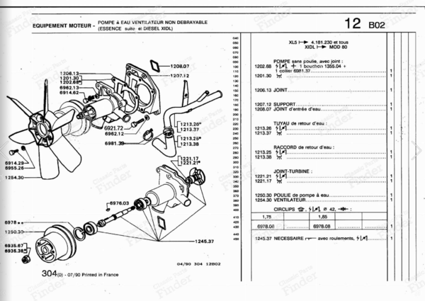 Pompe à eau non débrayable - NEUVE d'origine - PEUGEOT 304 - 1202.68- 5