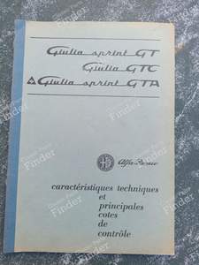 Technical and setting data for ALFA ROMEO Giulia Sprint GT / GTV / GTC / GTA (105/115 Coupés)