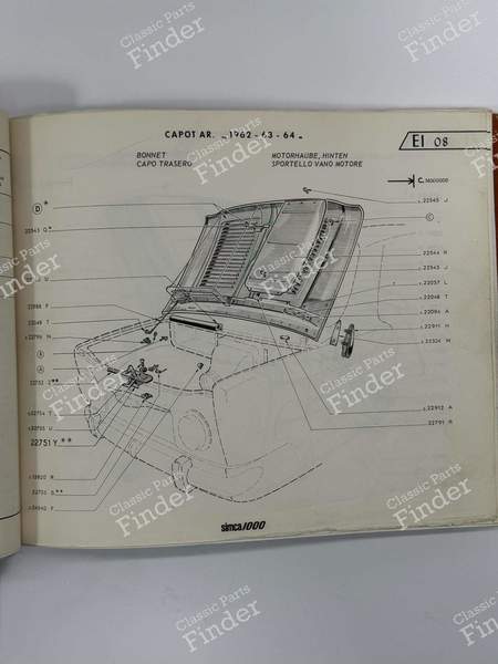 Haubenscharnier - SIMCA 900 / Simc'4 / 1000 / 1005 / 1006 / 1118 /Abarth 1150 - 22911H- 3