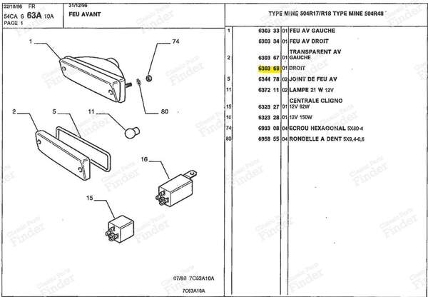 Blinkerglas vorne rechts – PICK-UP-Version - PEUGEOT 504 - 630368- 3
