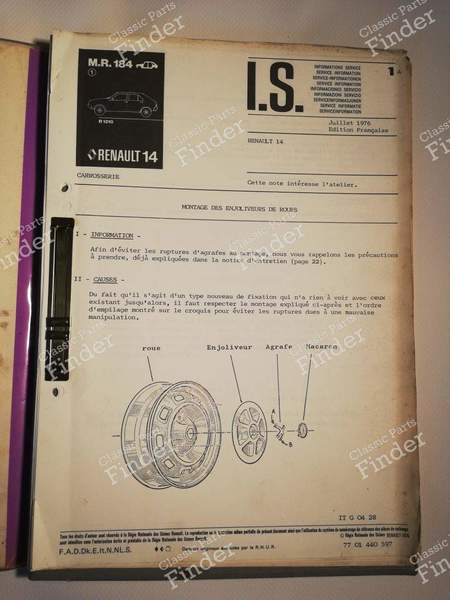 Manuel de réparation M.R. 184 - RENAULT 14 (R14) - 7701440044- 6