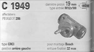 Pair of rear wheel cylinders - PEUGEOT 206 - C1949/C1950- thumb-1