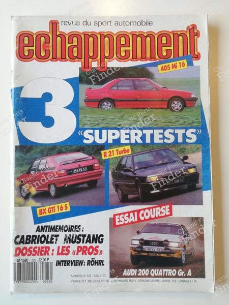 Revue 'Echappement' - Juillet 1987 - PEUGEOT 405 / Pars / Khazar - #225- 0