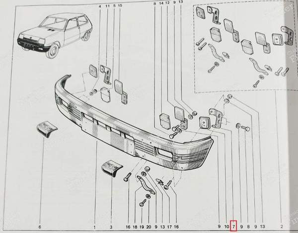 Front left bumper bracket - RENAULT 5 / 7 (R5 / Siete) - 7700537739- 2