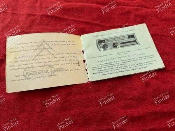 Genuine car radio Owner's manual - CITROËN DS / ID - Radioën S19- 1