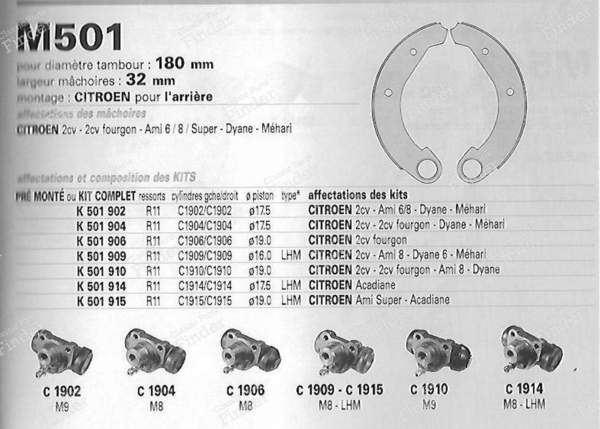 Set of 4 shoes for rear drum brakes - CITROËN Méhari - LS1159- 2
