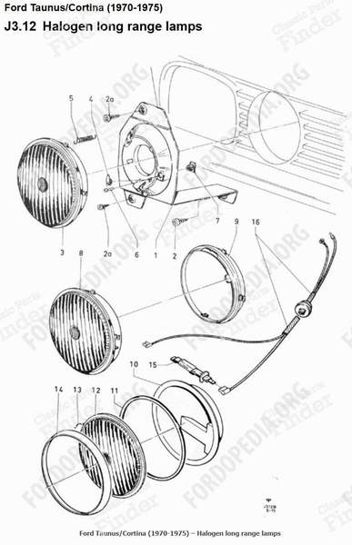 Paire de phares longue portée HELLA complets - FORD Taunus TC1 / Cortina MK III - 71BG15A212AA- 6