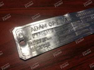 Chassis Identification Plate - Coupe Version - OPEL Kadett (B) - thumb-1