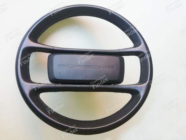 Black leather steering wheel - PORSCHE 924 - 0