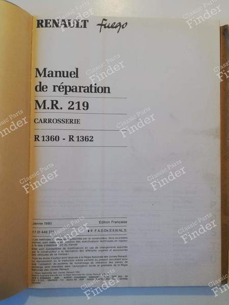 M.R. 219 - Repair manual - RENAULT Fuego - 7701446221- 1