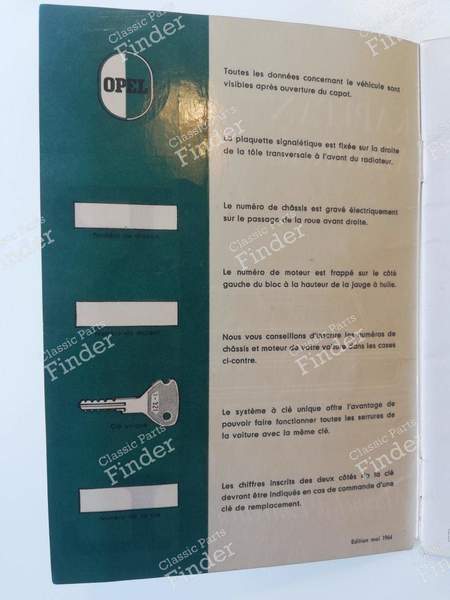 Service manual (in French) - OPEL Kapitän / Admiral / Diplomat - 2871405- 2